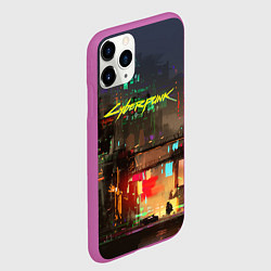 Чехол iPhone 11 Pro матовый Cyberpunk 2077: Night City, цвет: 3D-фиолетовый — фото 2