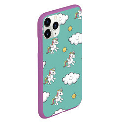 Чехол iPhone 11 Pro матовый Love of Unicorns, цвет: 3D-фиолетовый — фото 2