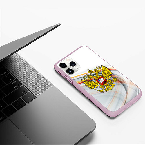 Чехол iPhone 11 Pro матовый Россия необъятная / 3D-Розовый – фото 3