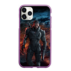 Чехол iPhone 11 Pro матовый Mass Effect: Soldier, цвет: 3D-фиолетовый