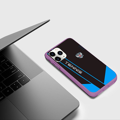 Чехол iPhone 11 Pro матовый Tennis: Russian Style / 3D-Фиолетовый – фото 3
