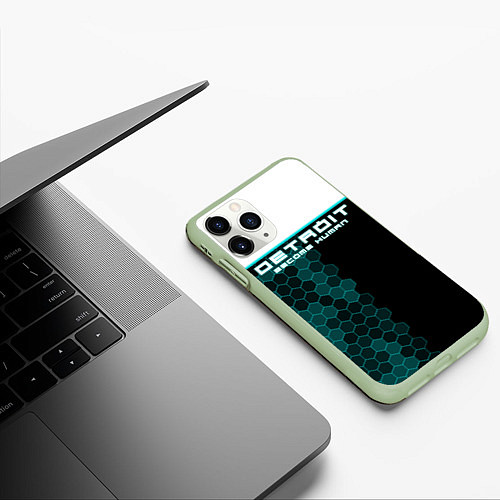 Чехол iPhone 11 Pro матовый Detroit: Cyber Hexagons / 3D-Салатовый – фото 3
