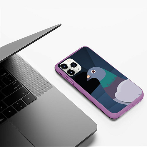 Чехол iPhone 11 Pro матовый Голубь Наташа / 3D-Фиолетовый – фото 3