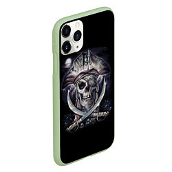 Чехол iPhone 11 Pro матовый Череп пирата, цвет: 3D-салатовый — фото 2