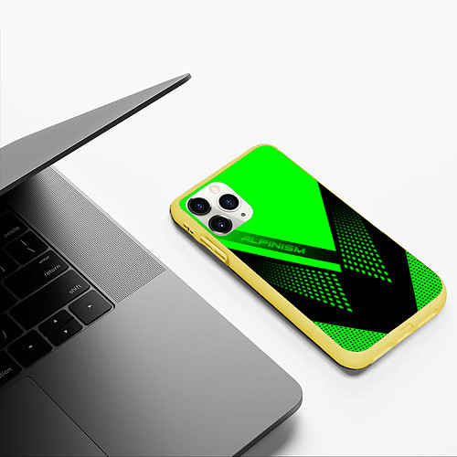 Чехол iPhone 11 Pro матовый Alpinism: Acid Green / 3D-Желтый – фото 3