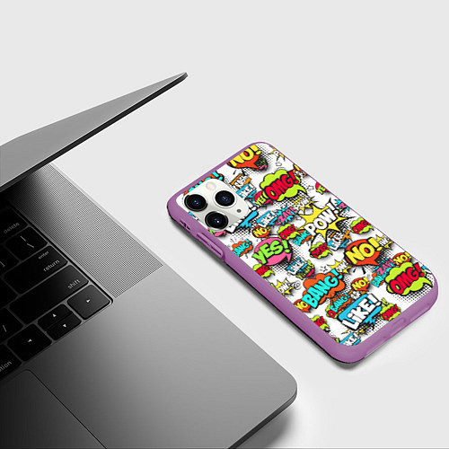 Чехол iPhone 11 Pro матовый Pop art Fashion / 3D-Фиолетовый – фото 3