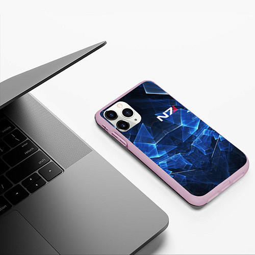 Чехол iPhone 11 Pro матовый Mass Effect: Blue Armor N7 / 3D-Розовый – фото 3