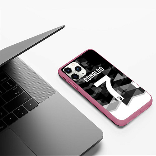 Чехол iPhone 11 Pro матовый CRonaldo 7 / 3D-Малиновый – фото 3