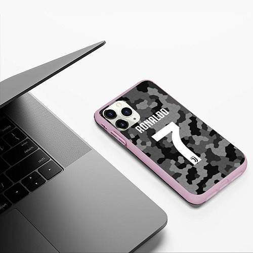 Чехол iPhone 11 Pro матовый Ronaldo 7: Camo Sport / 3D-Розовый – фото 3