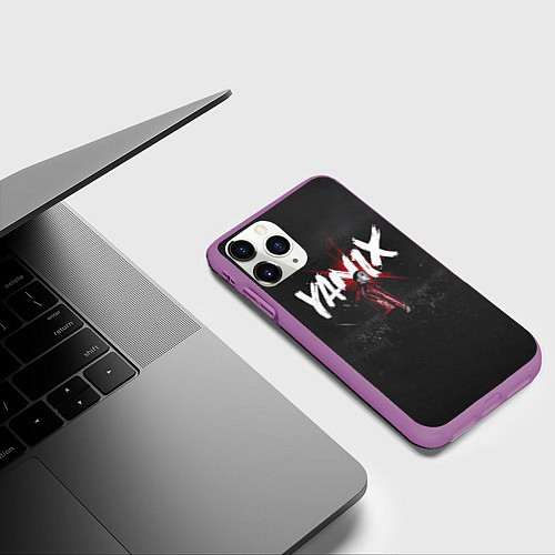 Чехол iPhone 11 Pro матовый YANIX: Black Side / 3D-Фиолетовый – фото 3