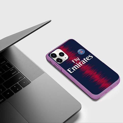 Чехол iPhone 11 Pro матовый FC PSG: Neymar 18-19 / 3D-Фиолетовый – фото 3