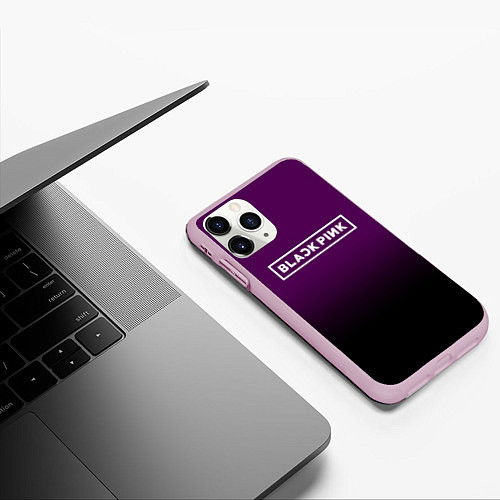 Чехол iPhone 11 Pro матовый Black Pink: Violet Gradient / 3D-Розовый – фото 3