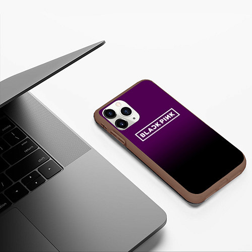 Чехол iPhone 11 Pro матовый Black Pink: Violet Gradient / 3D-Коричневый – фото 3