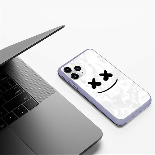 Чехол iPhone 11 Pro матовый Marshmello: White Face / 3D-Светло-сиреневый – фото 3