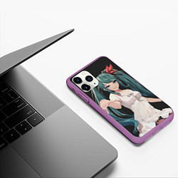 Чехол iPhone 11 Pro матовый Hatsune Miku, цвет: 3D-фиолетовый — фото 2