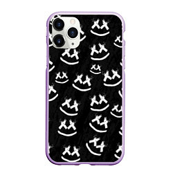 Чехол iPhone 11 Pro матовый Marshmello: Black Pattern, цвет: 3D-сиреневый