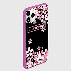 Чехол iPhone 11 Pro матовый Black Pink: Pink Sakura, цвет: 3D-фиолетовый — фото 2