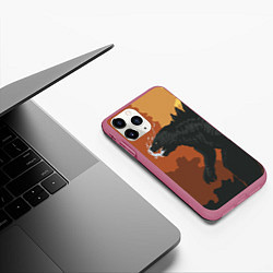 Чехол iPhone 11 Pro матовый Godzilla: Monster Smoke, цвет: 3D-малиновый — фото 2