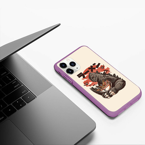 Чехол iPhone 11 Pro матовый Godzilla Eat / 3D-Фиолетовый – фото 3