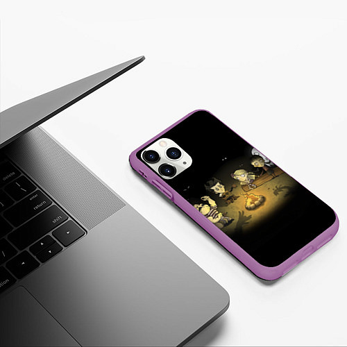 Чехол iPhone 11 Pro матовый Don’t Starve campfire / 3D-Фиолетовый – фото 3