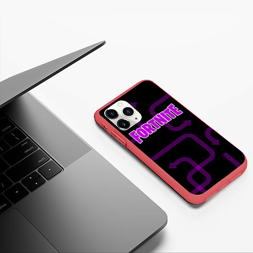 Чехол iPhone 11 Pro матовый Fortnite: Violet Edition / 3D-Красный – фото 3