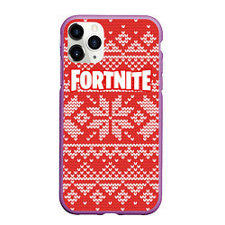 Чехол iPhone 11 Pro матовый Fortnite New Year, цвет: 3D-фиолетовый