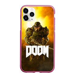 Чехол iPhone 11 Pro матовый DOOM: Soldier, цвет: 3D-малиновый