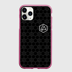 Чехол iPhone 11 Pro матовый Linkin Park: Black Carbon, цвет: 3D-малиновый