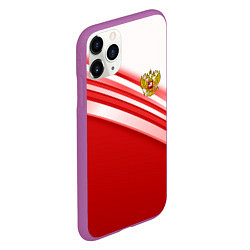 Чехол iPhone 11 Pro матовый Россия: красная волна, цвет: 3D-фиолетовый — фото 2