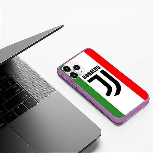 Чехол iPhone 11 Pro матовый Ronaldo Juve Italy / 3D-Фиолетовый – фото 3