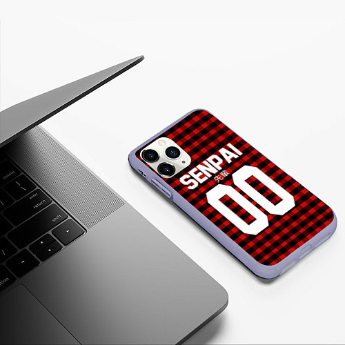 Чехол iPhone 11 Pro матовый Senpai 00: Red Grid / 3D-Светло-сиреневый – фото 3