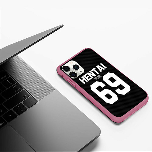 Чехол iPhone 11 Pro матовый Hentai 69: Black Style / 3D-Малиновый – фото 3