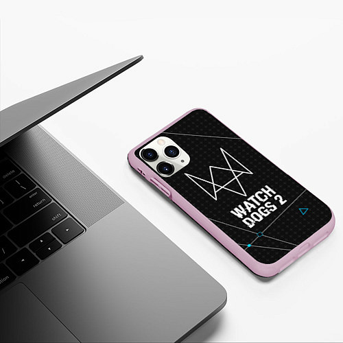 Чехол iPhone 11 Pro матовый Watch Dogs 2: Tech Geometry / 3D-Розовый – фото 3