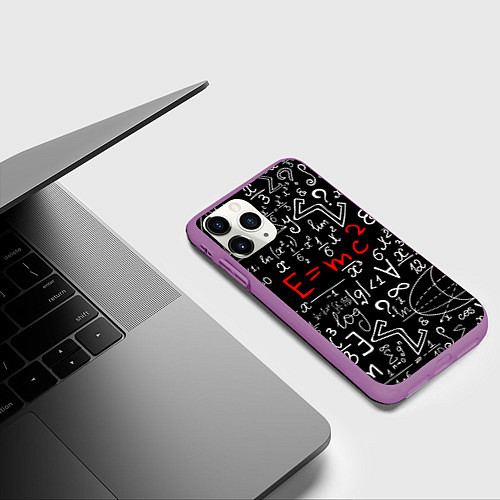 Чехол iPhone 11 Pro матовый Формулы физики / 3D-Фиолетовый – фото 3