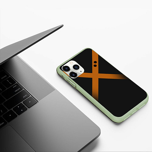 Чехол iPhone 11 Pro матовый KATSUKI BAKUGOU полосы / 3D-Салатовый – фото 3