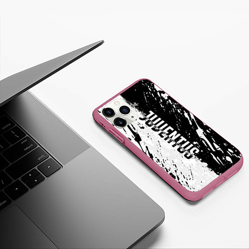 Чехол iPhone 11 Pro матовый JUVENTUS BIANCONERI / 3D-Малиновый – фото 3