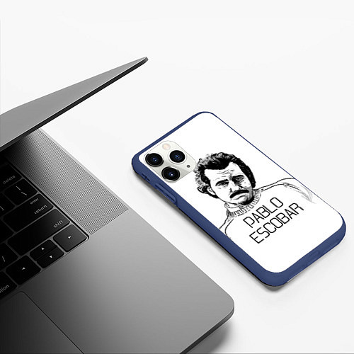 Чехол iPhone 11 Pro матовый Pablo Escobar / 3D-Тёмно-синий – фото 3