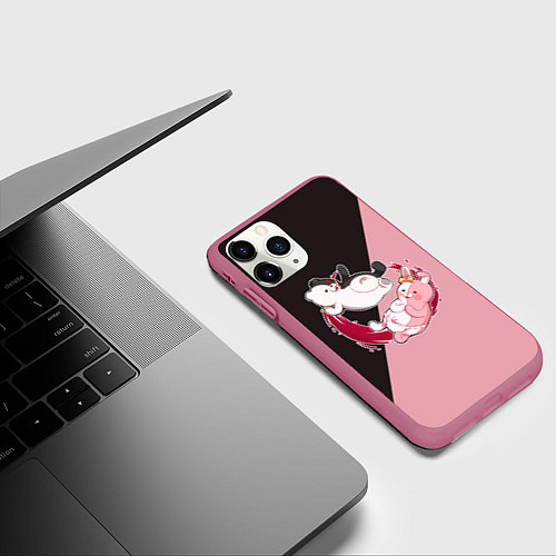 Чехол iPhone 11 Pro матовый MONOKUMA X MONOMI / 3D-Малиновый – фото 3