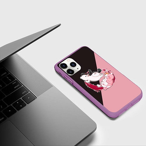 Чехол iPhone 11 Pro матовый MONOKUMA X MONOMI / 3D-Фиолетовый – фото 3