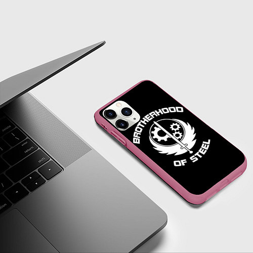 Чехол iPhone 11 Pro матовый Brothood of Steel / 3D-Малиновый – фото 3