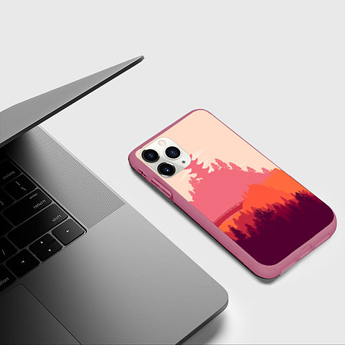 Чехол iPhone 11 Pro матовый Firewatch City / 3D-Малиновый – фото 3