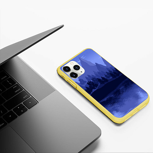 Чехол iPhone 11 Pro матовый Firewatch Mountains / 3D-Желтый – фото 3