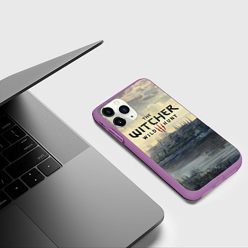 Чехол iPhone 11 Pro матовый The Witcher 3: Wild Hunt / 3D-Фиолетовый – фото 3