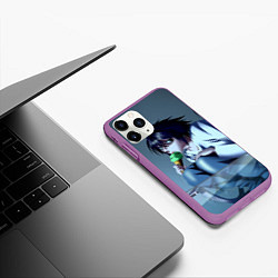 Чехол iPhone 11 Pro матовый L ест мороженое, цвет: 3D-фиолетовый — фото 2