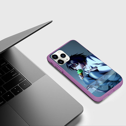 Чехол iPhone 11 Pro матовый L ест мороженое / 3D-Фиолетовый – фото 3