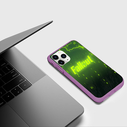 Чехол iPhone 11 Pro матовый Fallout: Radiation Storm / 3D-Фиолетовый – фото 3