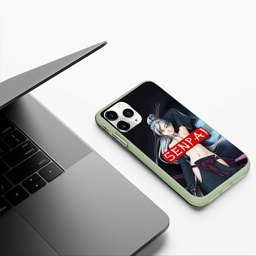 Чехол iPhone 11 Pro матовый Senpai Goddess / 3D-Салатовый – фото 3