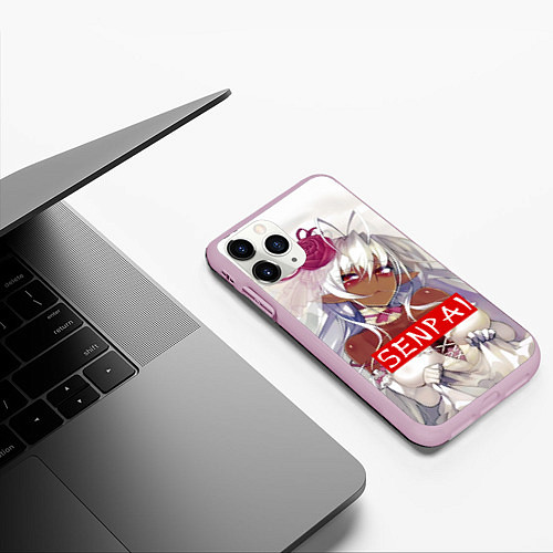 Чехол iPhone 11 Pro матовый Senpai: White Girl / 3D-Розовый – фото 3
