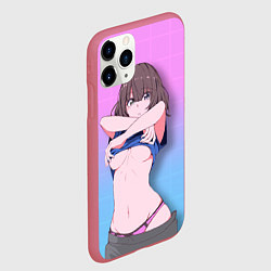 Чехол iPhone 11 Pro матовый Ahegao Girl, цвет: 3D-малиновый — фото 2