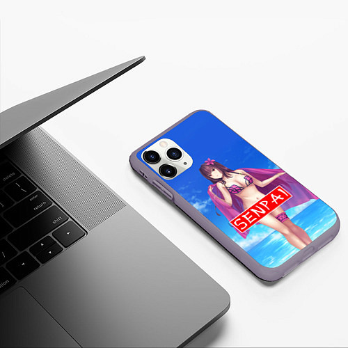 Чехол iPhone 11 Pro матовый Senpai: Summer Girl / 3D-Серый – фото 3